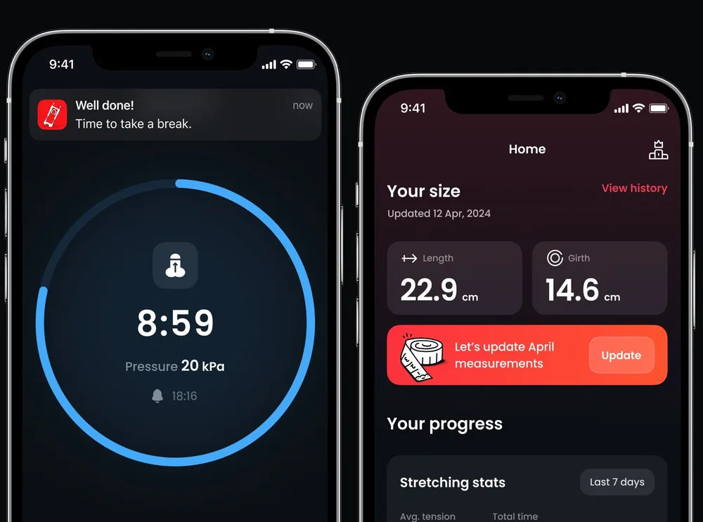 PE Trainer app: session timer and size tracker