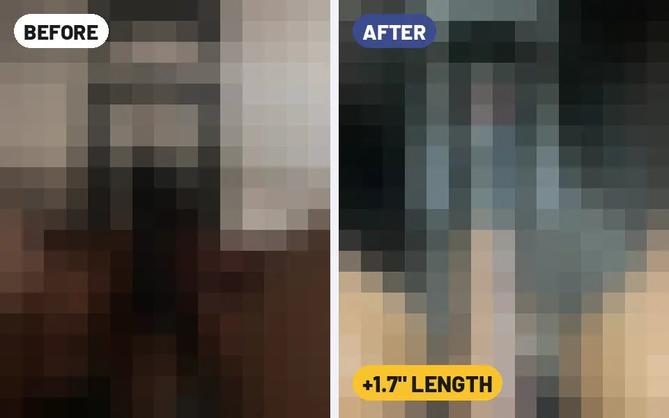 Deon J. before and after photo with an Epic device, +1.7 inches length (blurred preview)