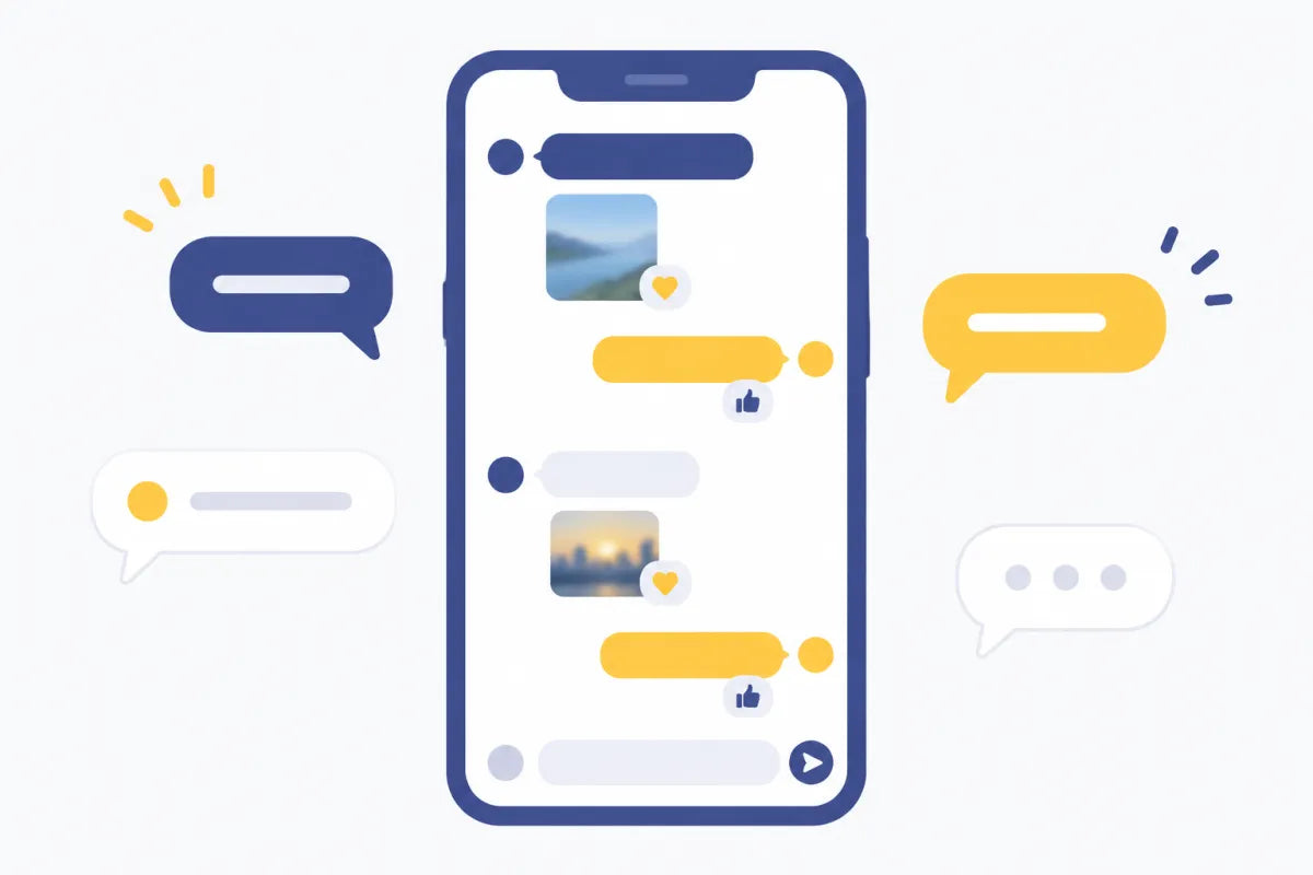 Illustration of a community chat where members share their routines and progress