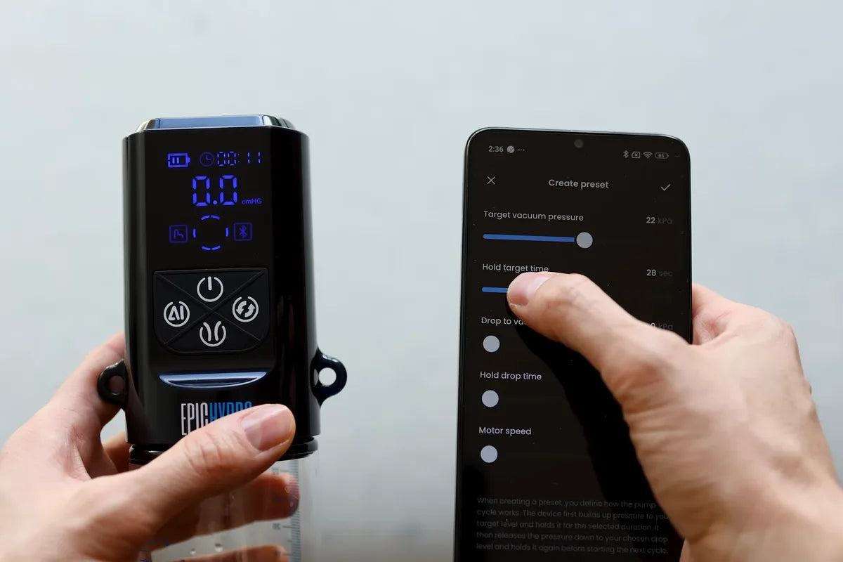 Epic Pump next to the Epic app create preset screen