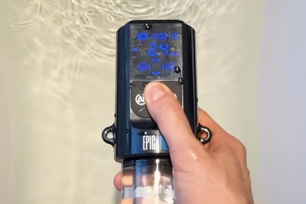 The Epic Hydro pump being used in water in a bathtub