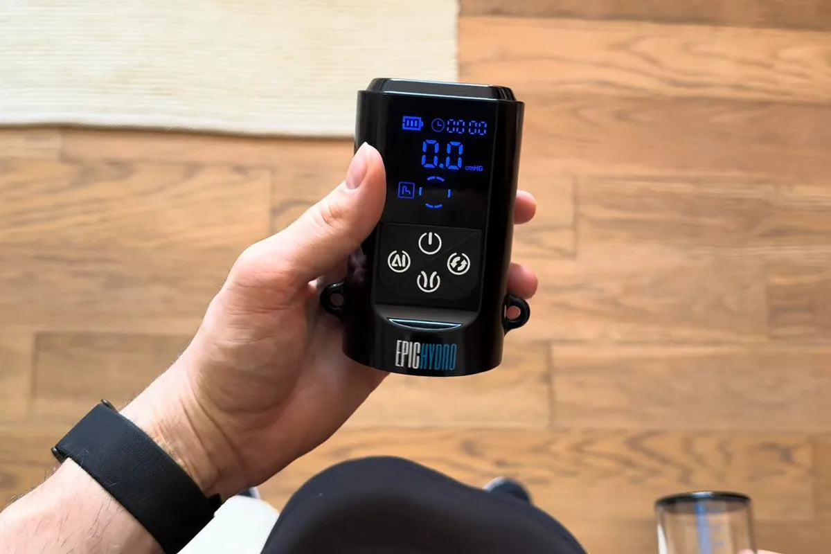 The Epic Pump pressure screen in hand