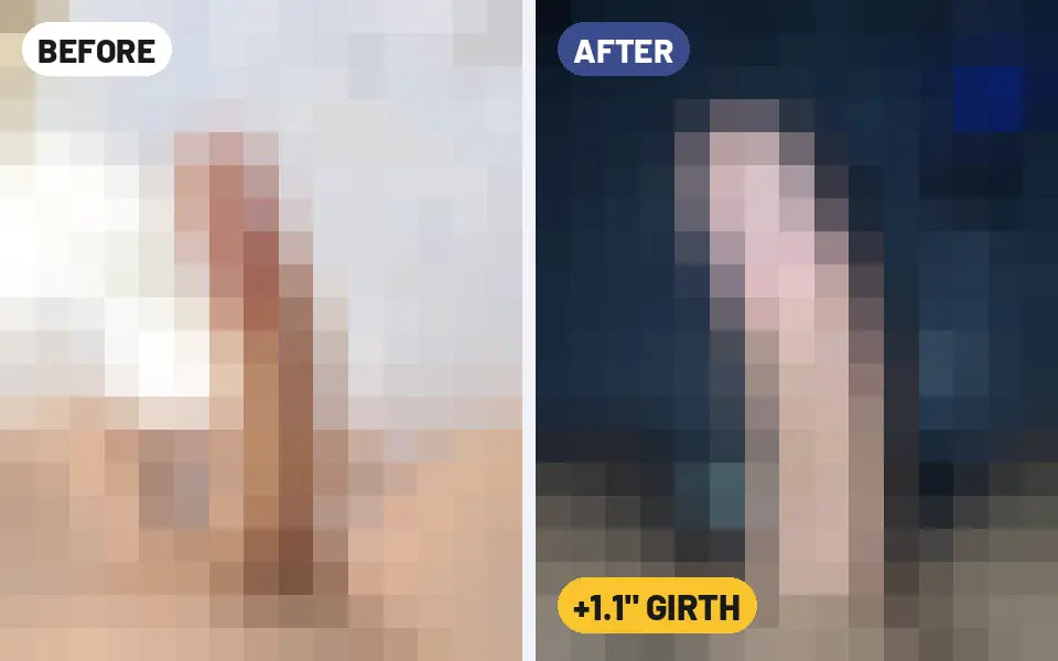 Epic buyer before and after photo, +1.1 inches girth (blurred preview)
