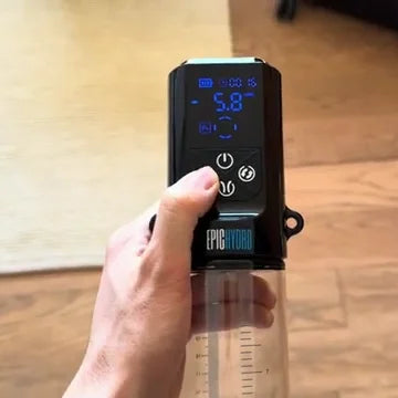 The Epic Hydro pump on its cylinder, with the live pressure reading on the screen