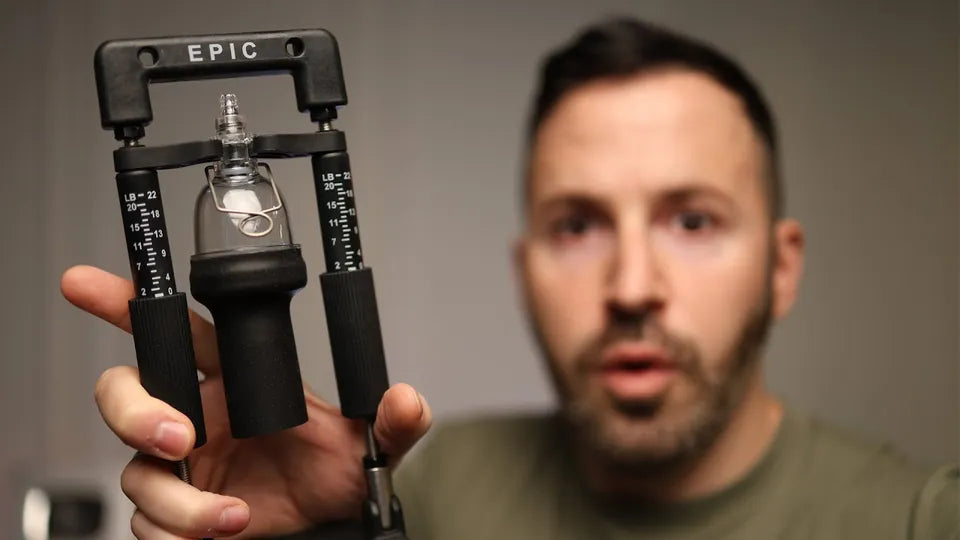 Baseem holding the Epic Extender in his YouTube review